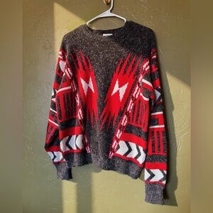 NICOLAS ALLEN Vintage Red and Gray Ski Sweater